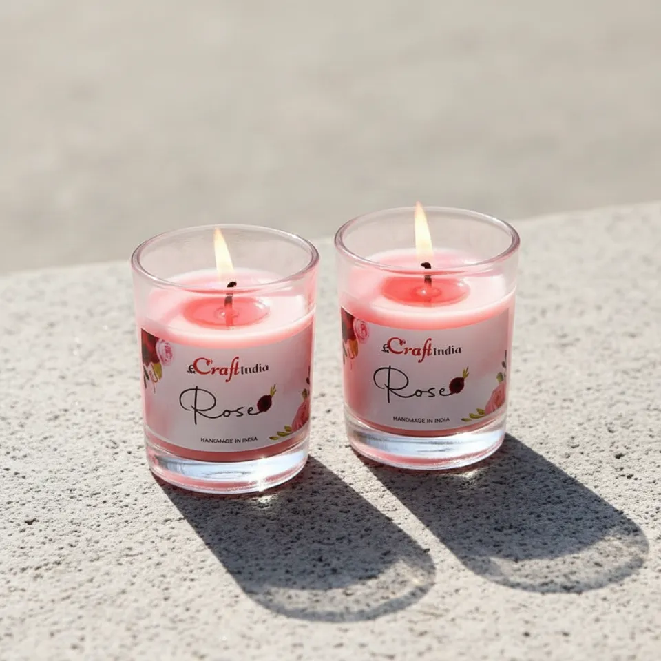 Seema Rose Scented Candle - Set Of Two media 1