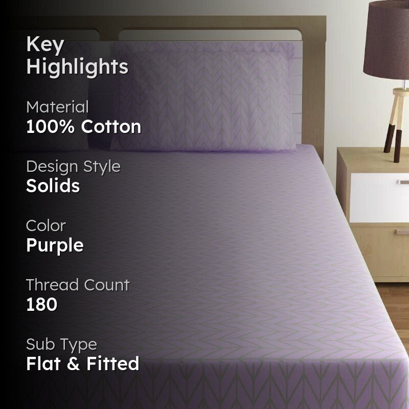 Swayam Madonna Printed Cotton Bedsheet (Lavender) - 180 TC media 2