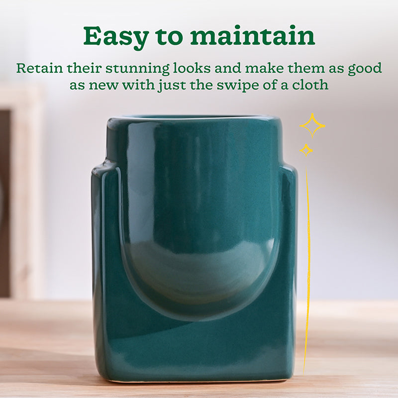 Ugaoo Minimalica Ceramic Planter - Dark Green media 4