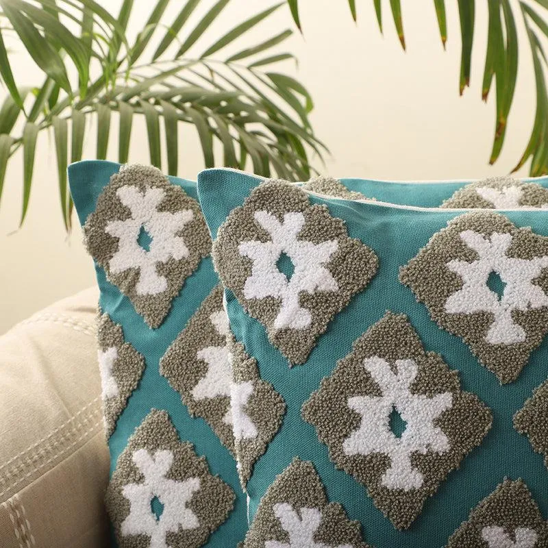 Verse & Rhythm Tufted Cotton Cushion Cover - Set Of Two media 3