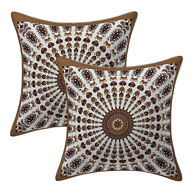 Snigdha Printed Diwan Set (Brown) - Six Piece Set media 3