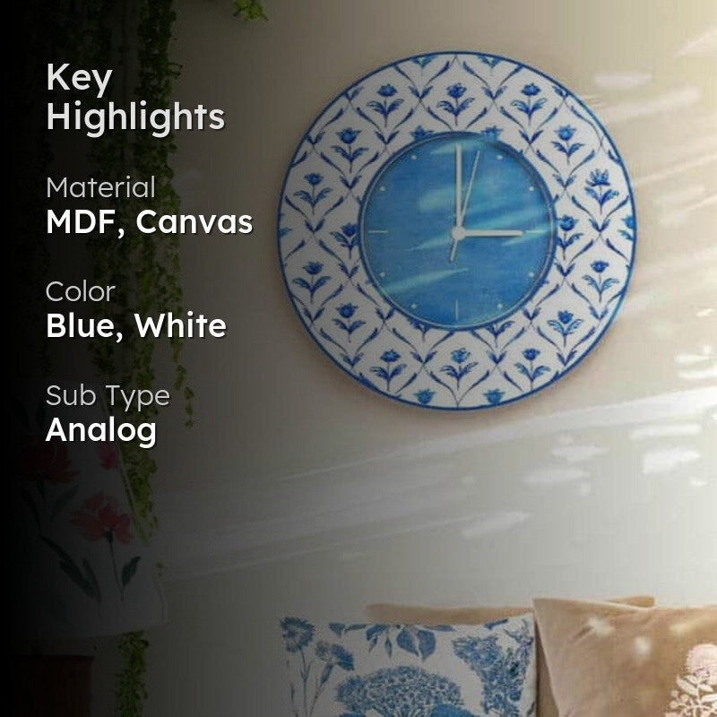 Ethnic Rosa Handpainted Wall Clock -  Blue image 2