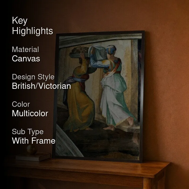 Highlight graphic showing framed multicolour canvas wall painting