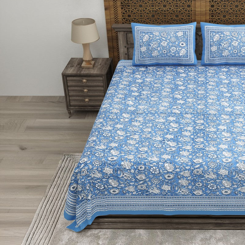 Patterny Cotton Bedsheet (Blue) - 240 TC media 3