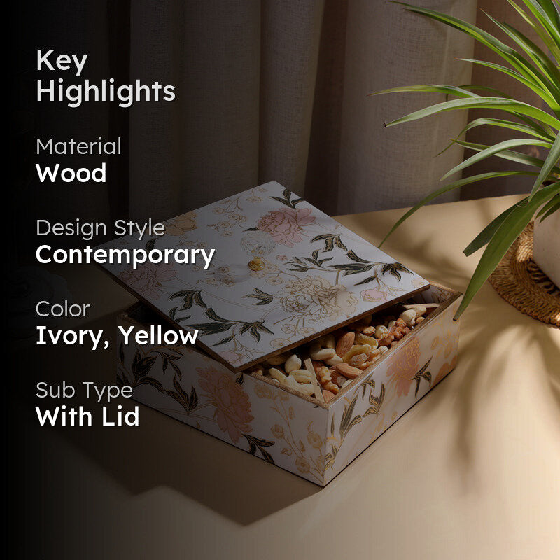 Amber Fleur Dry Fruit Container - Ivory, Peach media 2