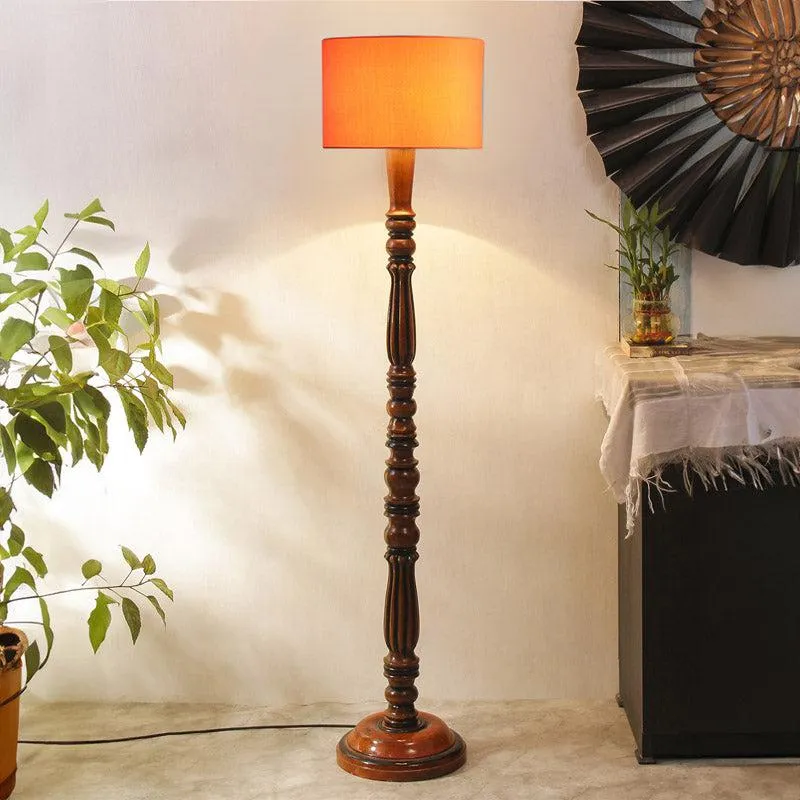 Masiya Vintage Wooden Floor Lamp - Orange media 1