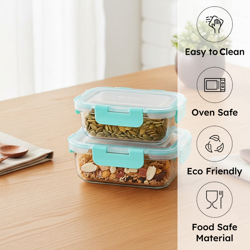 Packly Leak Proof Glass Lunch Box - Set Of Two