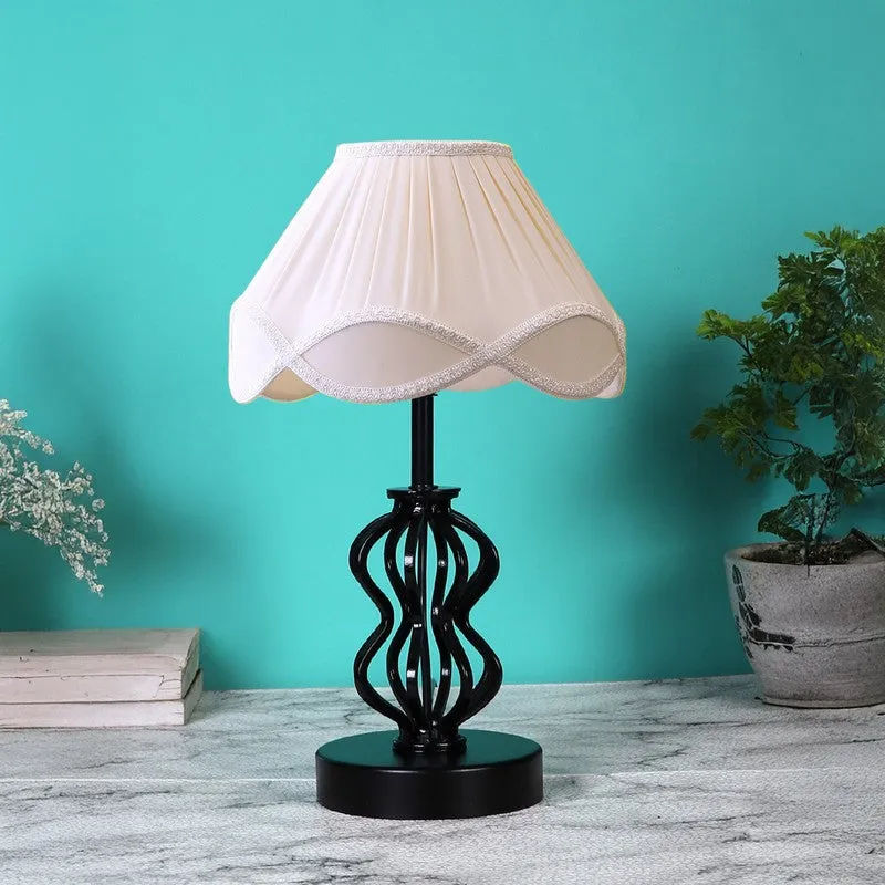 Auralinea Cotton Table Lamp With Wooden Base - Ivory media 4