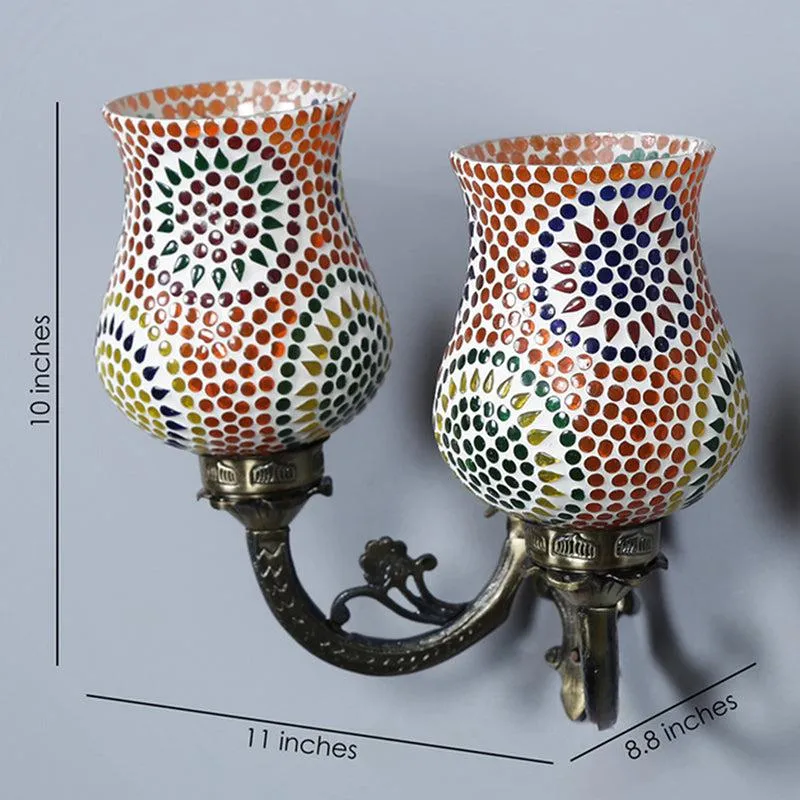 Riva Twinner Mosaic Glass & Metal Wall Lamp media 4