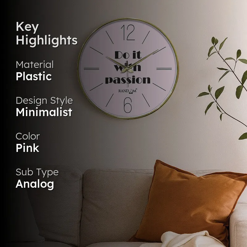 Do It With Passion Round Analog Wall Clock - Pink media 2