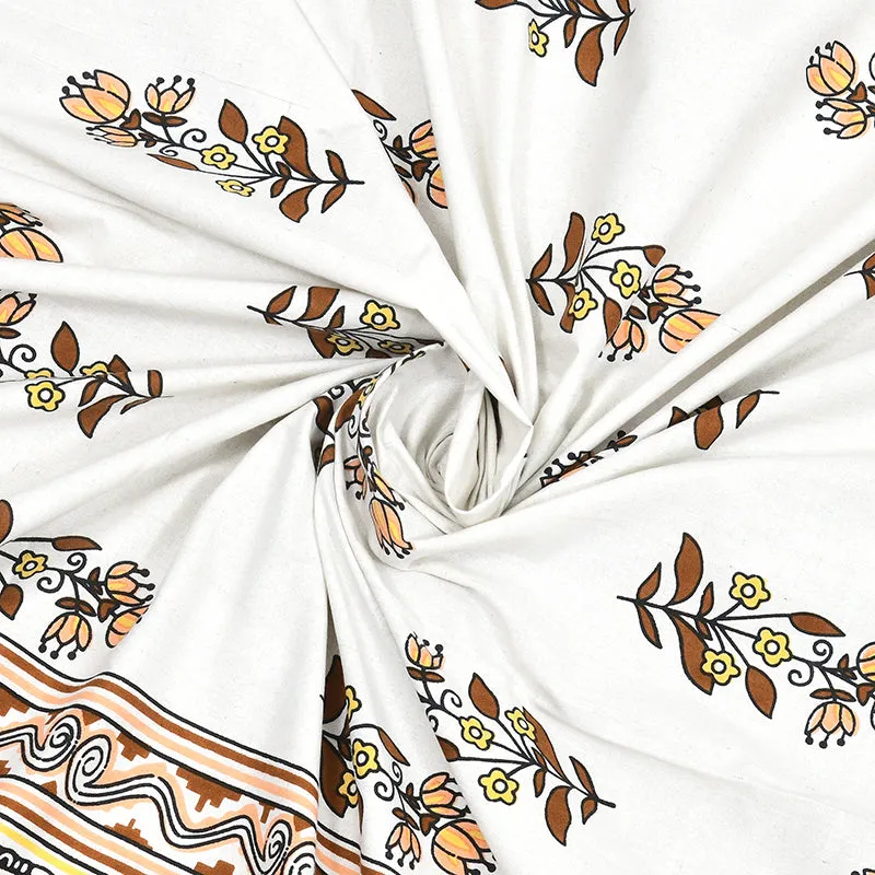 Petal Whispers Cotton Bedsheet (Brown) - 144 TC media 5