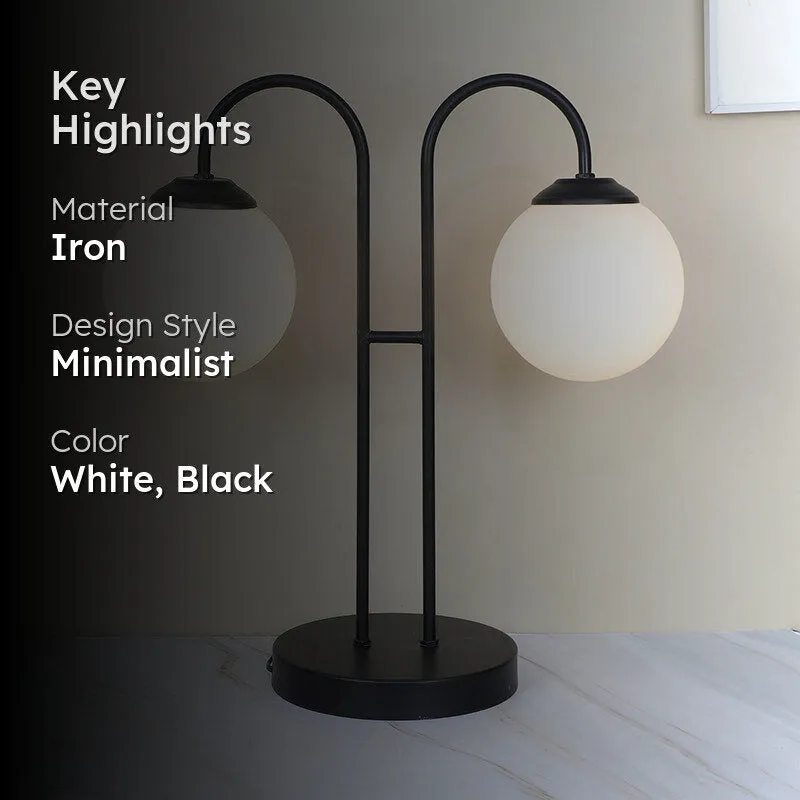 Petit Soleil Duo Solid Arched Moon LED Iron Table Lamp - White,Black media 2