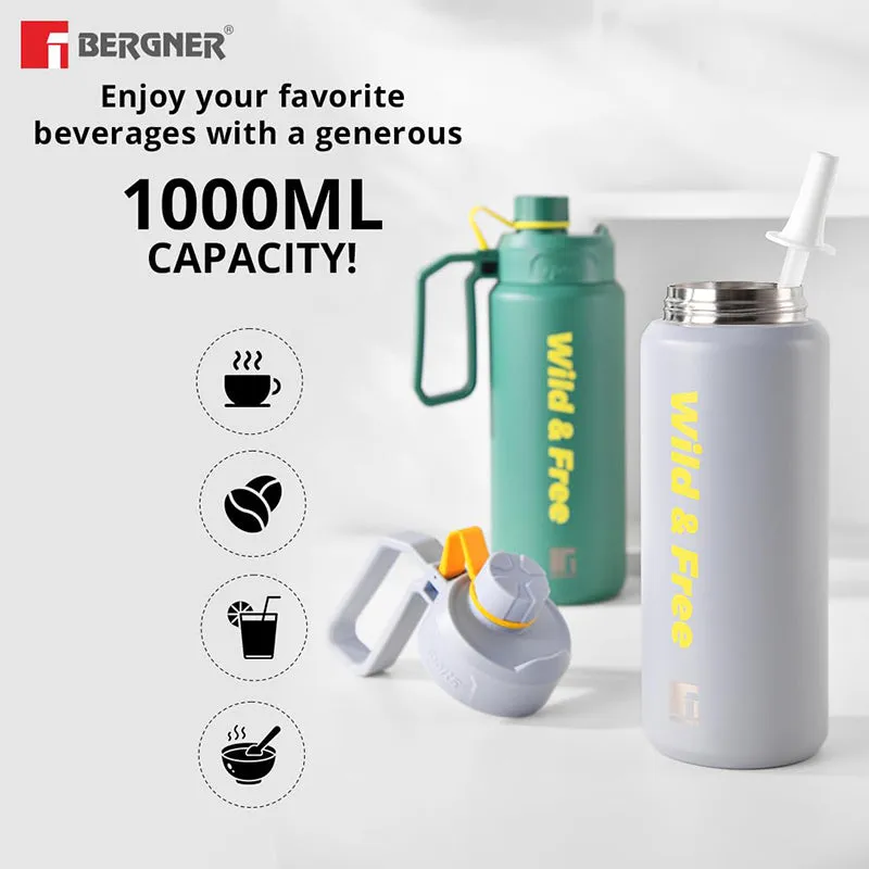 Bergner Thermolux Double Walled Hot & Cold Flask (Green) - 1000 mL media 7