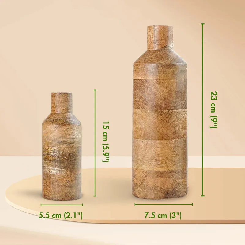 Silasa Wooden Vase (Light Brown) - Set Of Two media 6