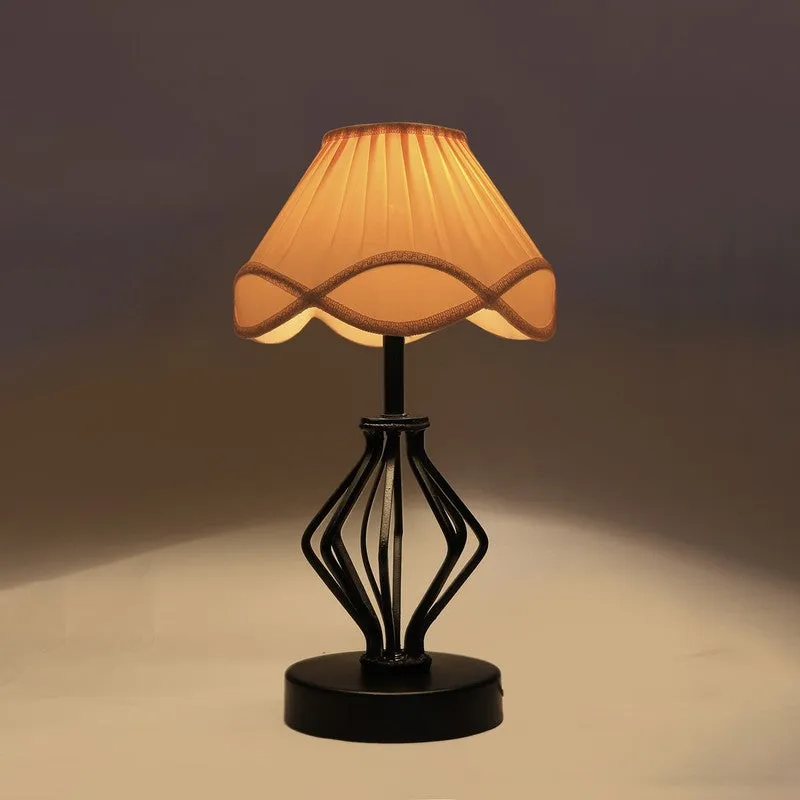Auriosen Cotton Table Lamp With Wooden Base - Ivory media 6