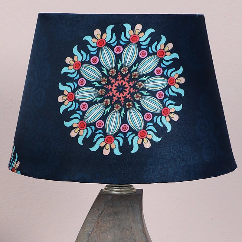Toile Runes Printed Mango Wood Table Lamp - Multicolor media 3