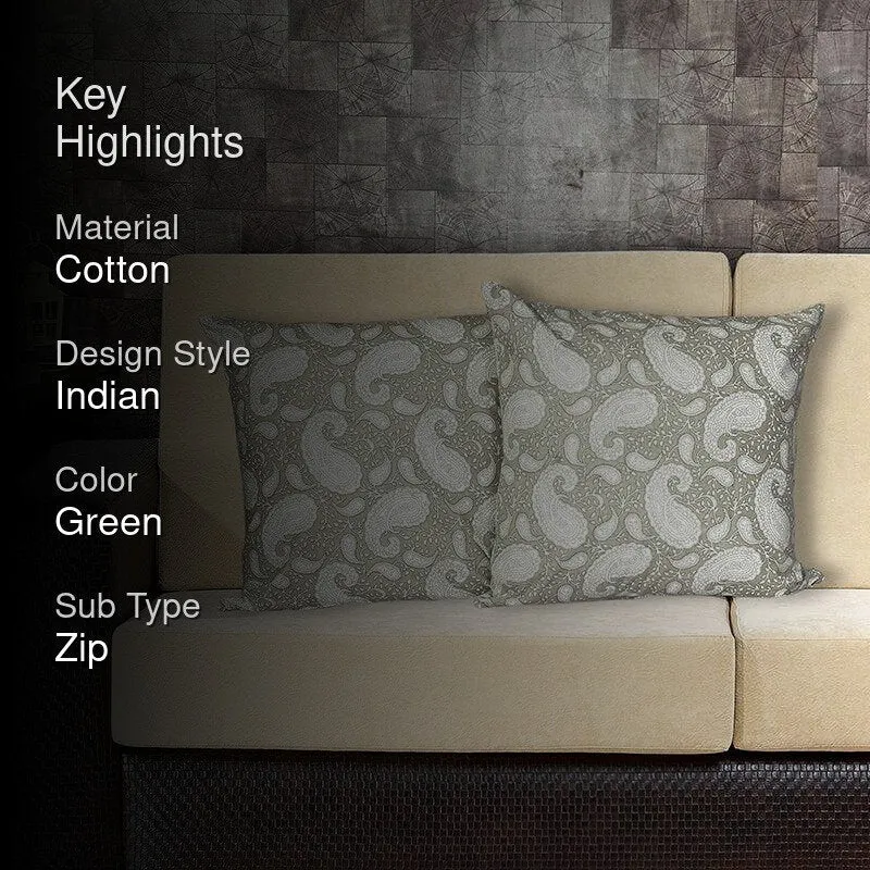 Ruksaana Printed Cushion Cover (Green) - Set Of Two media 2