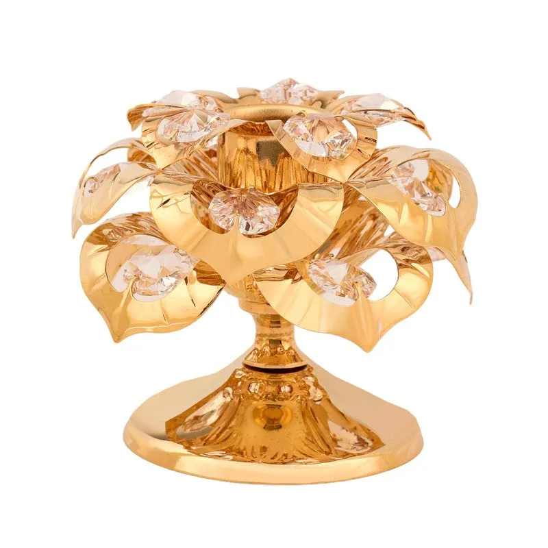 Golden Petal Grace 24K Gold Plated Mild Steel Candle Holder media 4