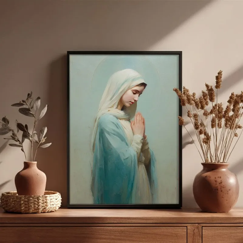The Prayer of Mary Archival Paper Wall Painting With Black Frame media 4