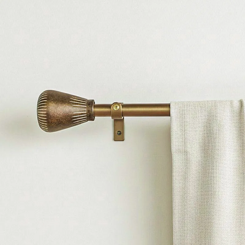 Stria Edge Extendable 1" Single Curtain Rod With Oval Finial & Brackets media 1
