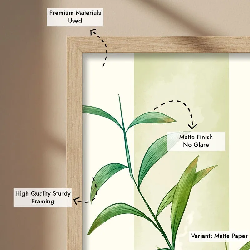 Soothing Stork Botanical Archival Paper Wall Art - Natural Brown Frame media 6