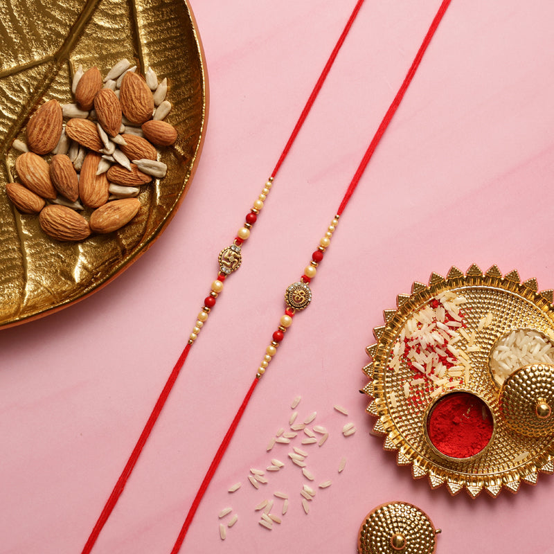 Swastik Rakhi with Roli Chawal - Three Piece Set