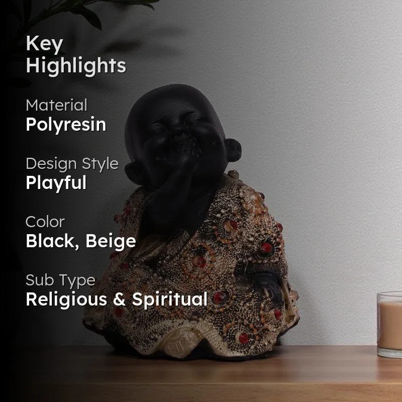 Serenity Laughing Buddha Showpiece - Black media 2