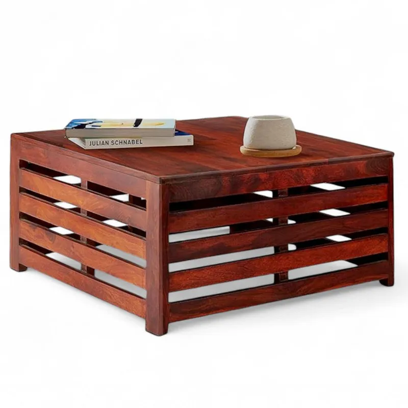 Qervon Sheesham Wooden Center Table - Deep Brown media 3