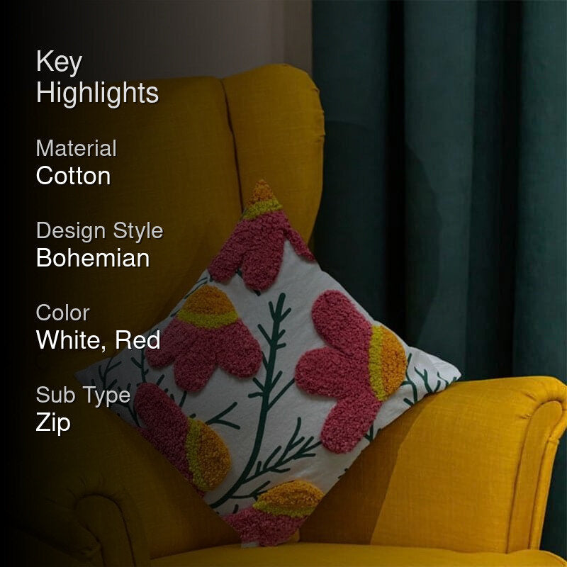 Zinnia Bloom Tufted Cushion Cover media 2