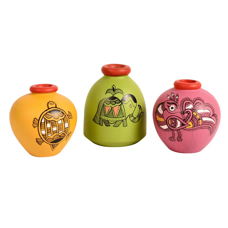 Triva Handcrafted Wall Shelf & Madhubani Vase - Four Piece Set media 5