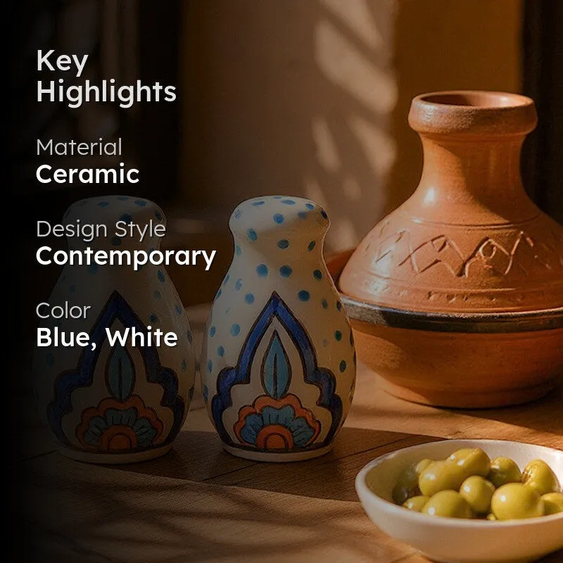 Mehira Blue Ceramic Salt & Pepper Bottles (80 mL Each) - Set Of Two media 2