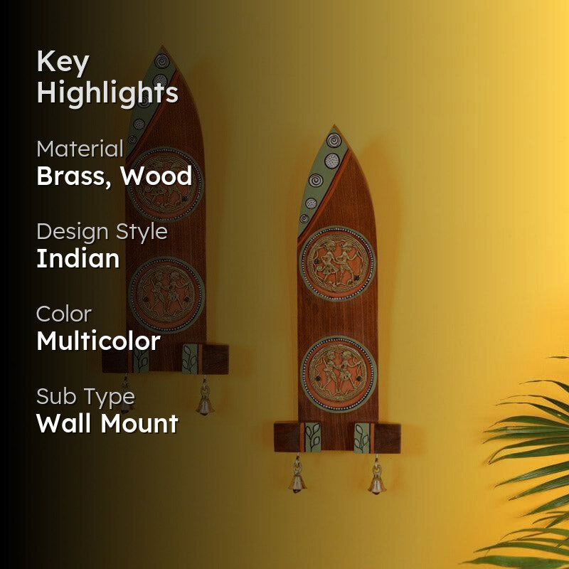 Ethnic Dhokra Boat Wooden & Brass Wall Accent - Set Of Two media 2