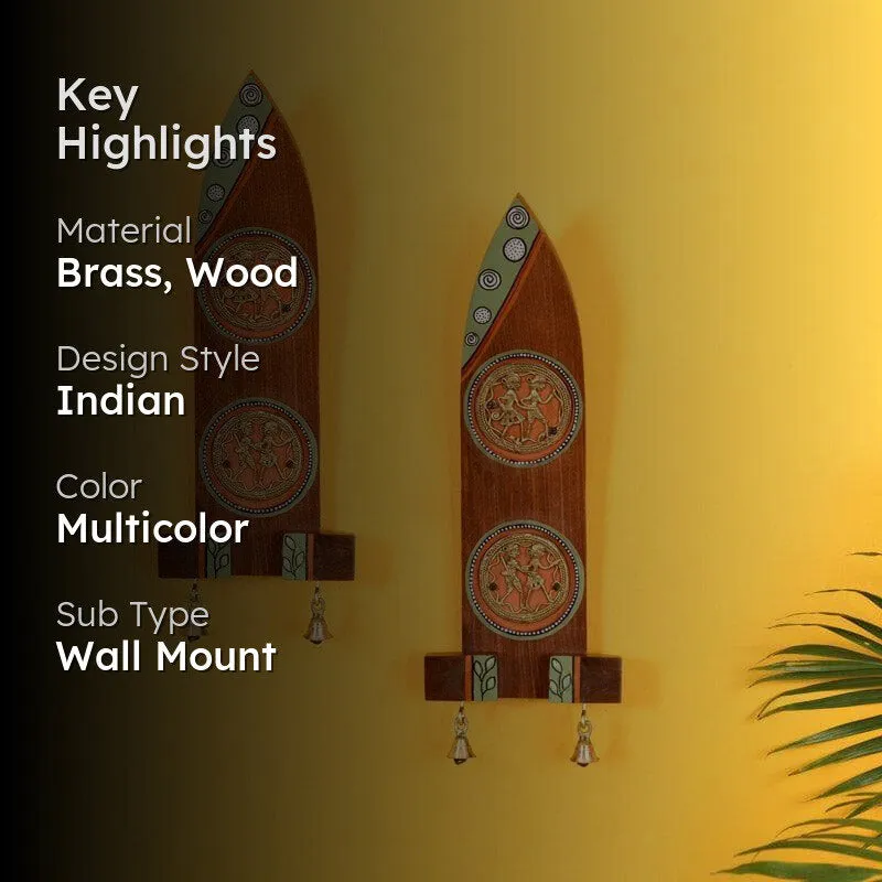 Ethnic Dhokra Boat Wooden & Brass Wall Accent - Set Of Two media 2