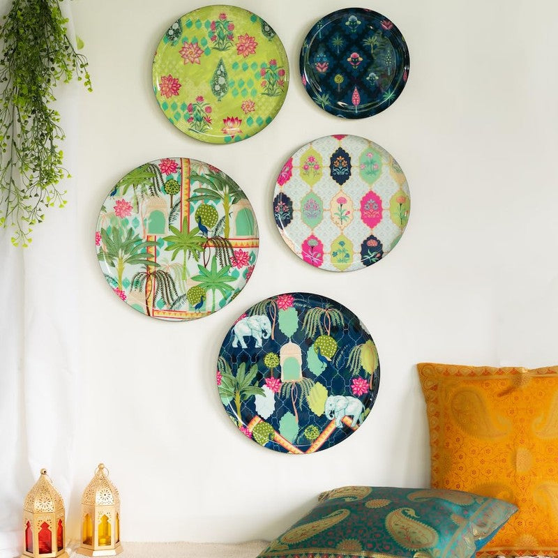 Botanical Print Round Metal Wall Plates - Set Of Five media 3