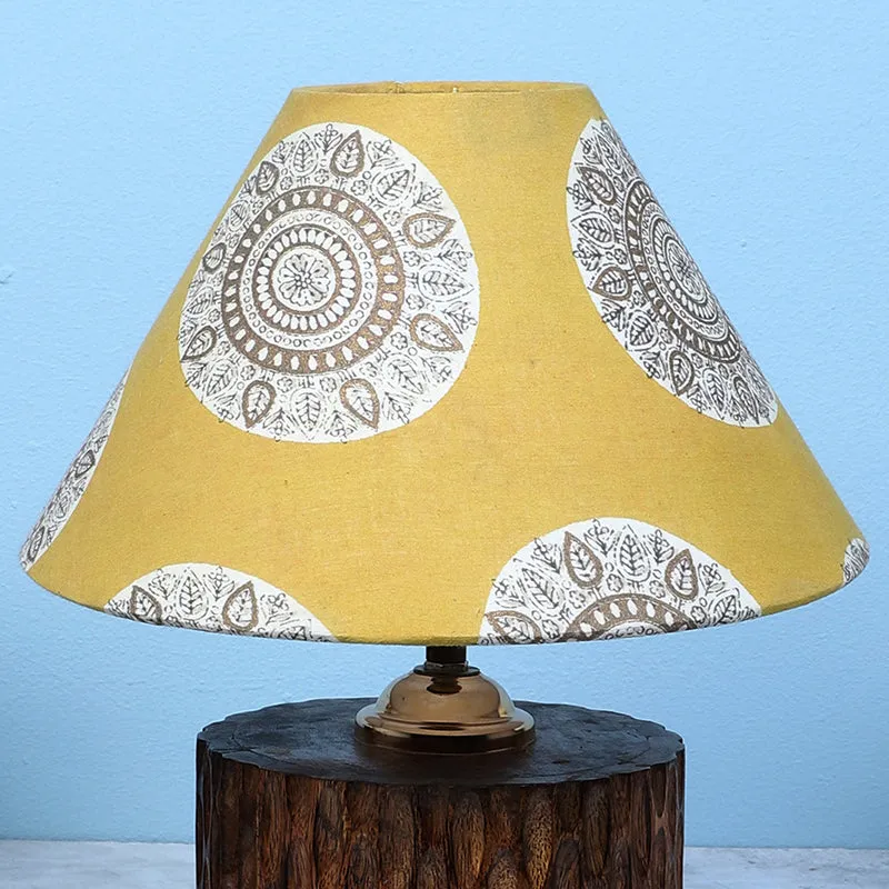 Mandala Merry Trunk Printed Mango Wood Table Lamp - Brown,Yellow,White media 4
