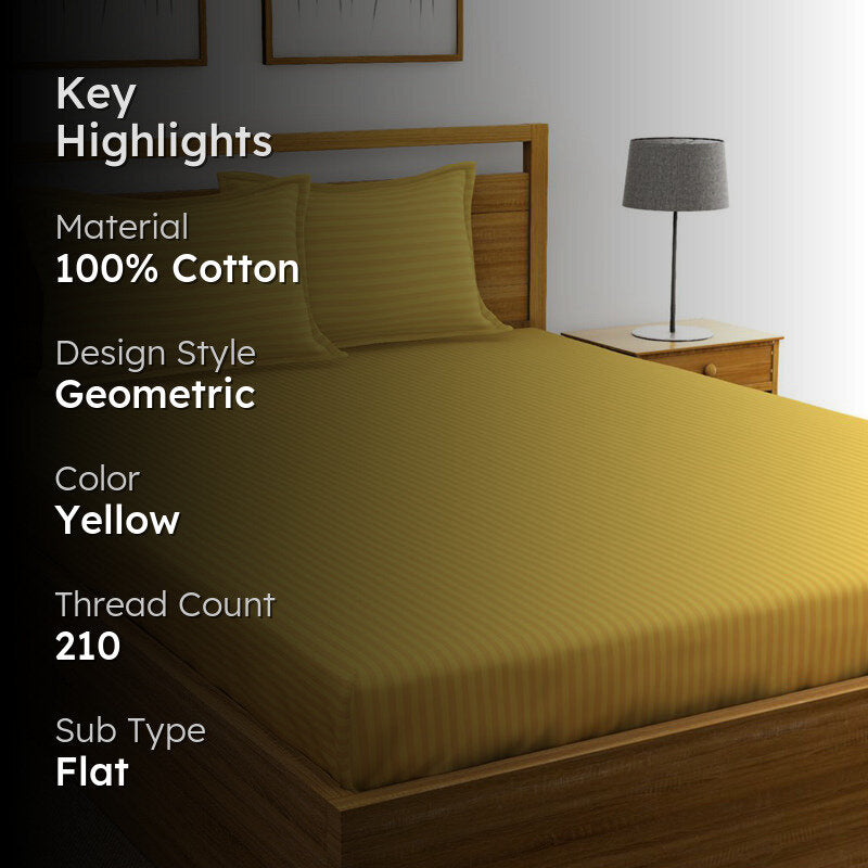 Hilton Cotton Bedsheet (Golden Yellow) - 210 TC media 2
