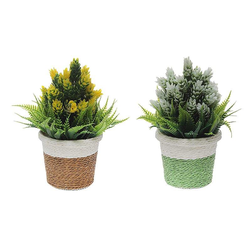 Faux Lilac Artificial Plant In Basket Pot (Brown & Green) - Set Of Two media 4