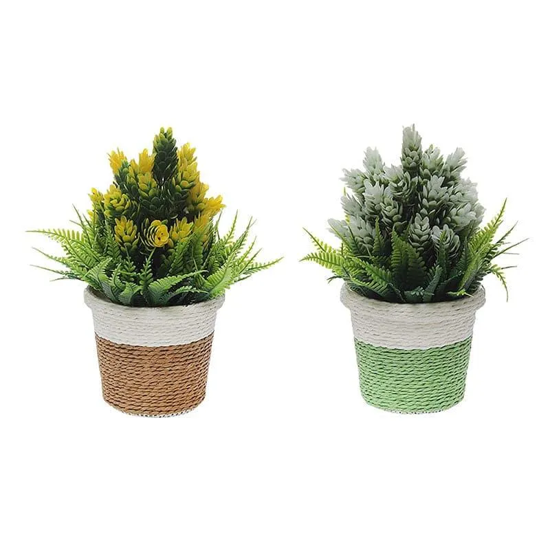 Faux Lilac Artificial Plant In Basket Pot (Brown & Green) - Set Of Two media 4