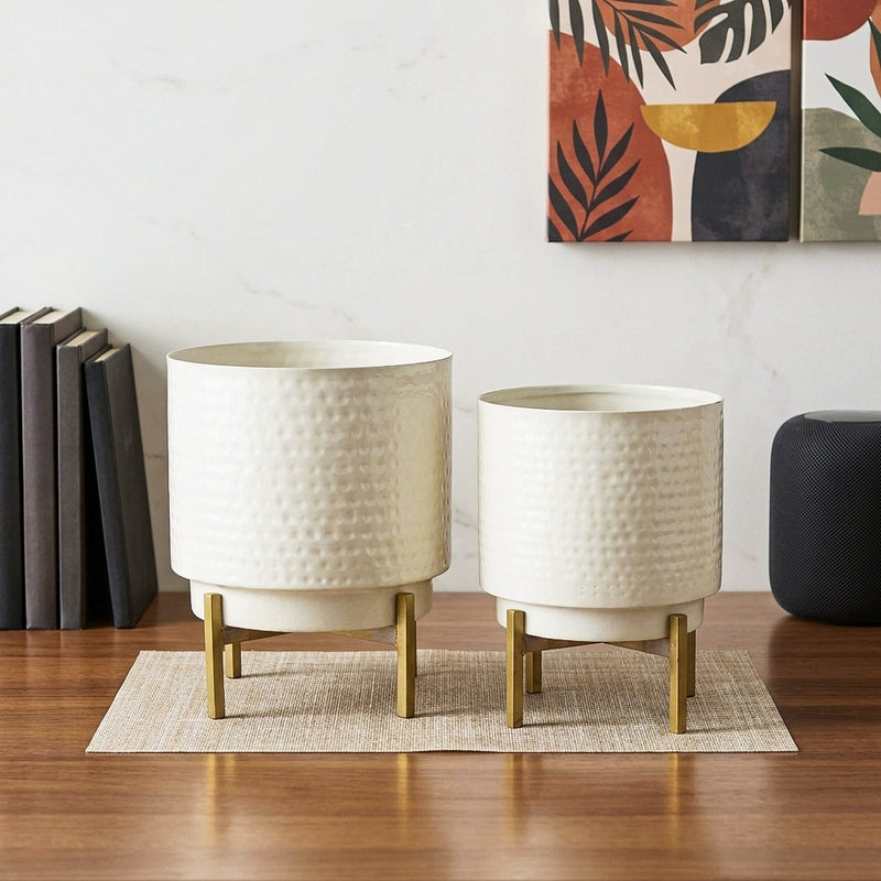 Creta Metal Planter - Set Of Two