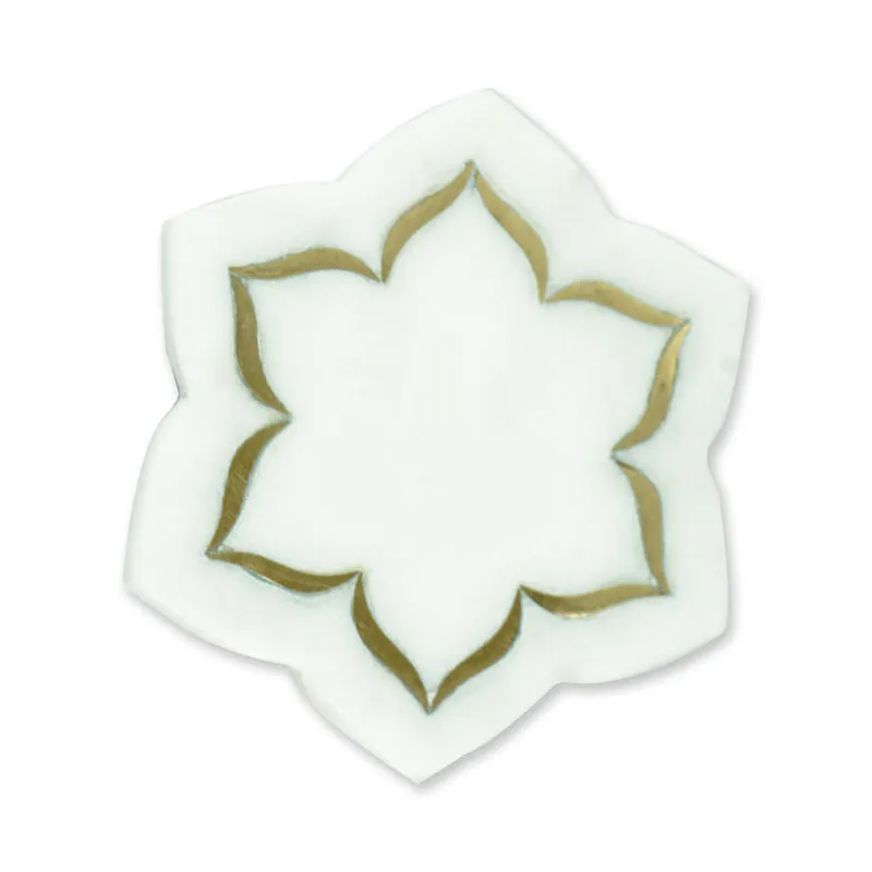 FleurCraft Marble Coaster With Brass Inlay - Set Of Two media 6