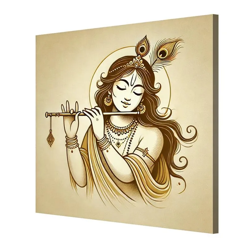 Krishna's Melodic Essence Wall Painting media 5