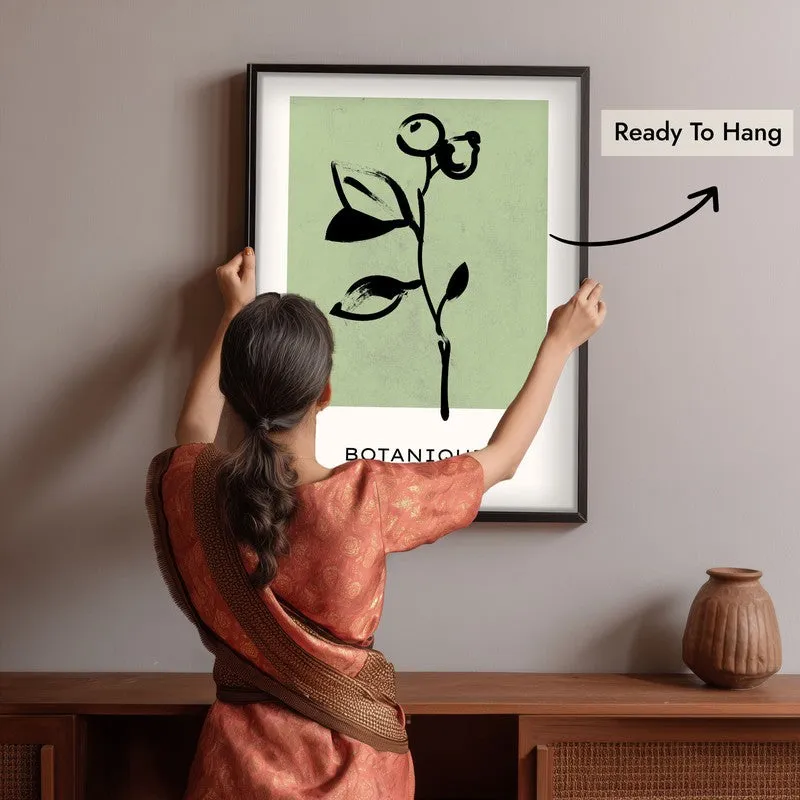 Floral Silhouette Canvas Wall Painting With Black Frame media 6