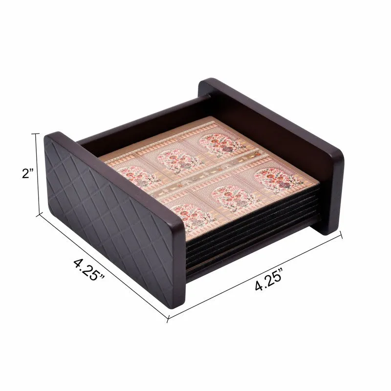 Geometric Charm Wooden Coasters with Holder - Seven Piece Set media 6