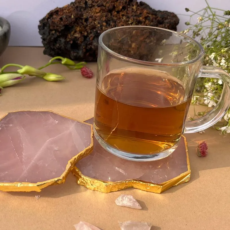 Emberlyn Handcrafted Rose Quarts Coaster (Beige) - Set Of Two media 5