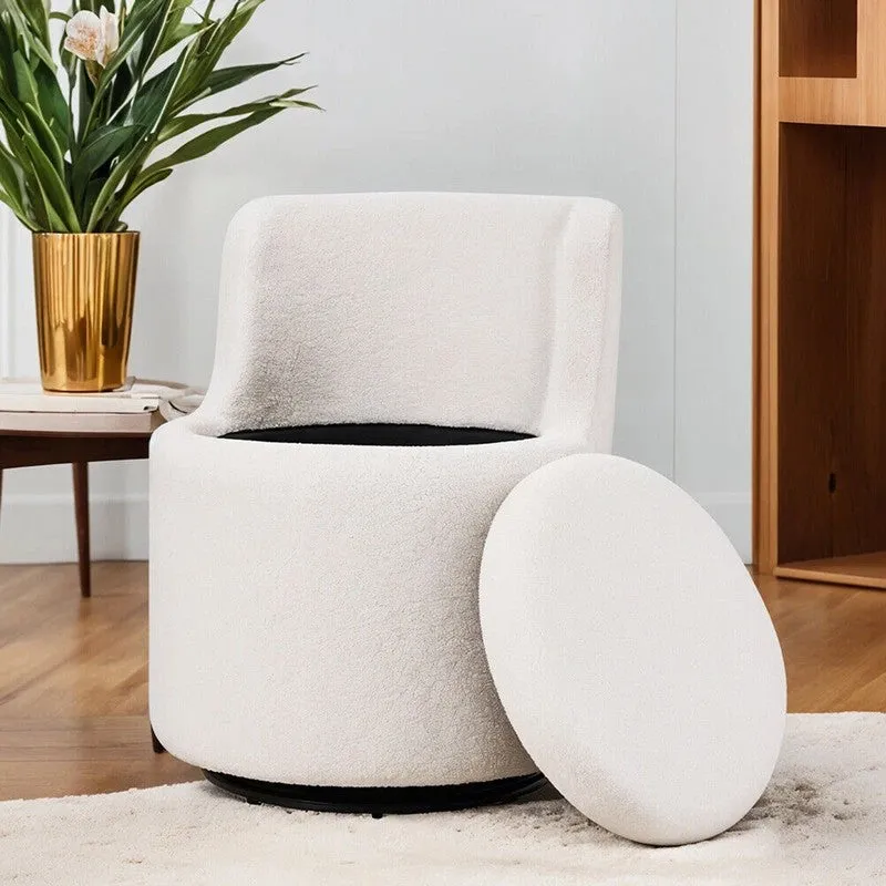 Comfora Solid White Sherpa Fabric Ottoman media 5
