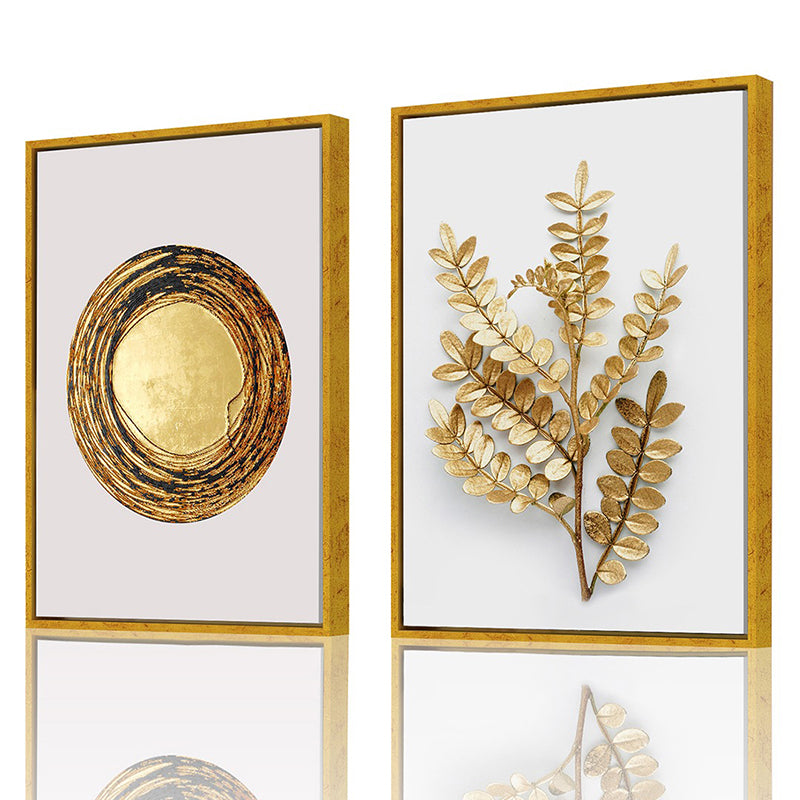Flora Of Gold Canvas Wall Art - Set Of Two media 3