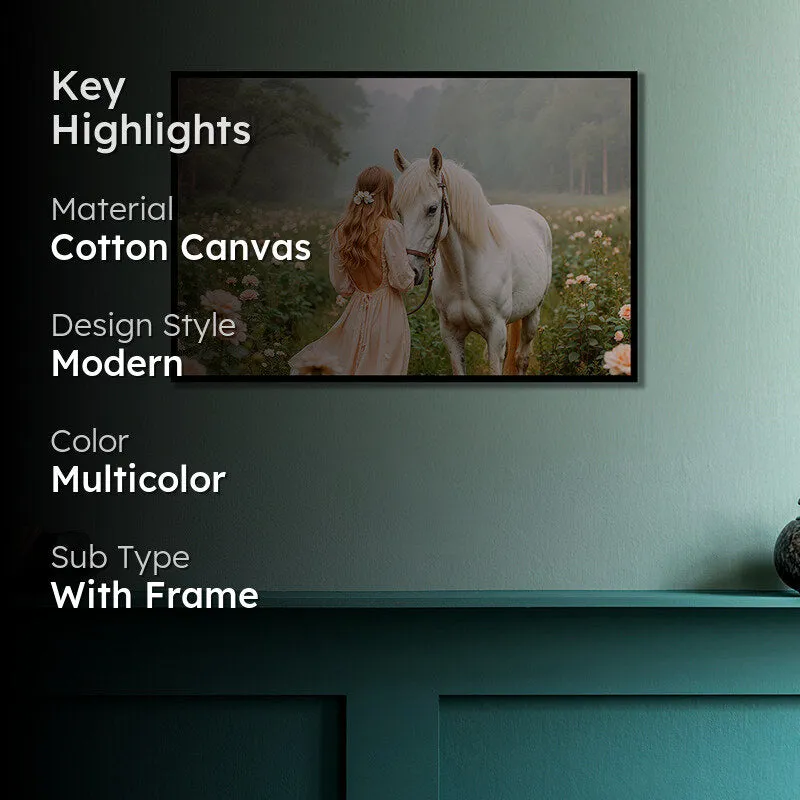 Girl & Horse Wall Art with Black Frame media 2