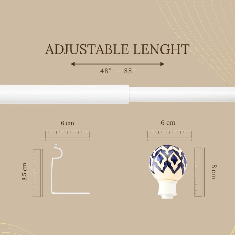 Moroccan MistExtendable 1" Single Curtain Rod With Round Finial & Brackets media 5