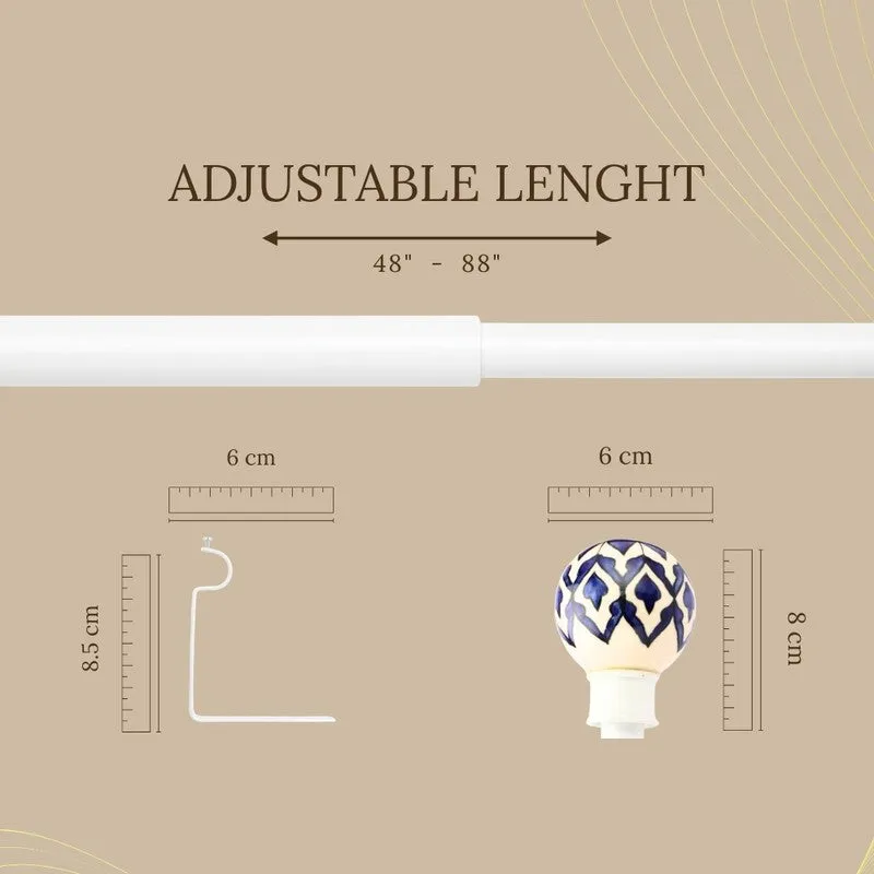 Moroccan MistExtendable 1" Single Curtain Rod With Round Finial & Brackets media 5