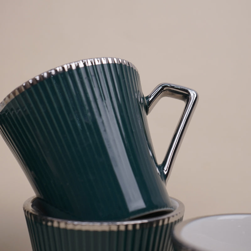 Thira Porcelain Tea Cup (180 mL Each/Green) -  Set of Six media 4